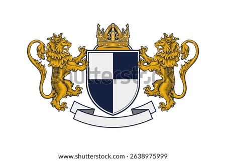 lion crest logo with shield and crown
