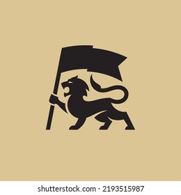 Lion Crest, modern style heraldic vector emblem. Modern professional color design.