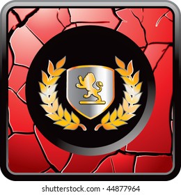 lion crest red cracked web button