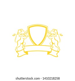 Lion Crest shield logo design template ,Lion head logo ,Element for the brand identity ,Vector illustration - Vector