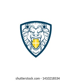 Lion Crest shield logo design template ,Lion head logo ,Element for the brand identity ,Vector illustration - Vector