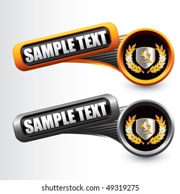 lion crest tilted orange and gray banners
