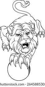 A lion with a cricket ball animal sports team mascot