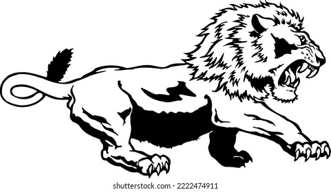 Ilustración de vectores en blanco y negro con caparazón de leones