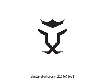 lion crown abstract logo template design vector. luxury icon illustrations.