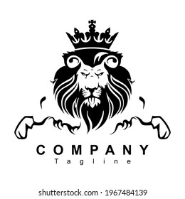 Lion with crown with black color for your company logo