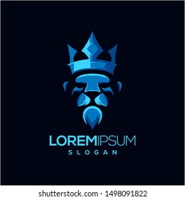 lion crown color logo design