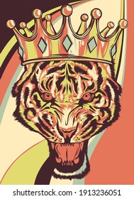 lion with crown colored background vector illustration
