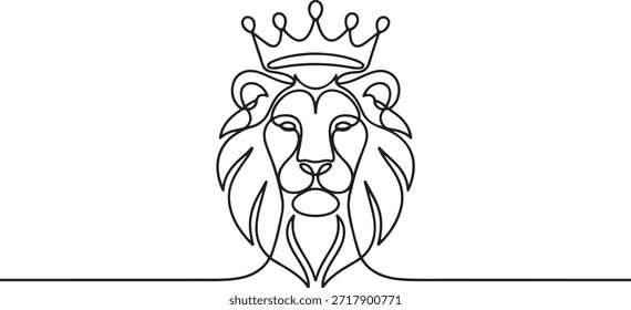 León con Corona en Línea Continua. línea icono-línea continua dibujo. Trazo editable. una línea Dibujo de iconos