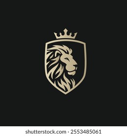 Lion with crown icon flat vector design