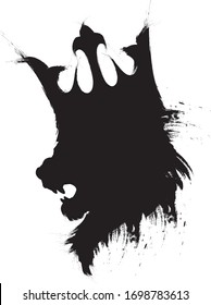 lion with crown, king of animals silhouette