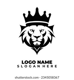 Diseño de Logotipo León con Crown Diseño de Objeto Negro Fondo
