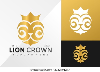 Lion Crown Logo Design Vector illustration template