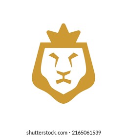 lion with crown logo design vector sign