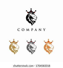  lion with crown logo. lion head vector