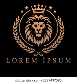 Lion crown logo, lion king logo, king crown logo