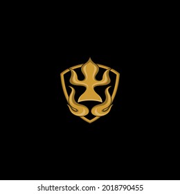 lion crown logo and shield vector illustration of mascot logo or icon