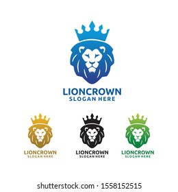 Lion Crown Logo simple and animal