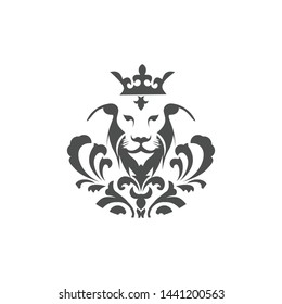 lion and a crown logo template