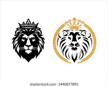  Lion with crown logo template,Flat elegant logo template,