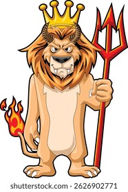 The Lion with Crown on  his head, Horn, and holding a Devil's stick.