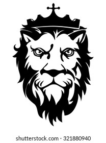 Lion with a crown on his head, Vector illustration.