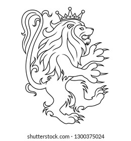 Lion in a crown on a white background.