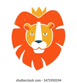 Lion in a crown original design. Can be used for poster, greeting card, baby products, birthday party, invitation vector Illustration - Vector illustration