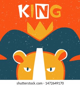 Lion in a crown original design. Can be used for poster, greeting card, baby products, birthday party, invitation vector Illustration - Vector illustration