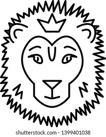 Lion With a Crown Outline Black and White