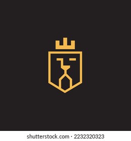 Lion Crown Premium Classic Luxury Elegant Crest logo design inspiration with golden colour 