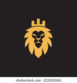 Lion Crown Premium Classic Luxury Elegant Crest logo design inspiration with golden colour 