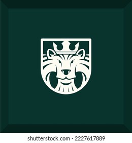 lion and crown simple logo for a symbol or icon