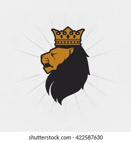 Lion with crown vector illustration