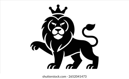 Lion Crown Vetor Logo Royal King Emblem Design.