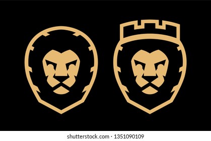 A lion with a crown and without, two options, a logo symbol.