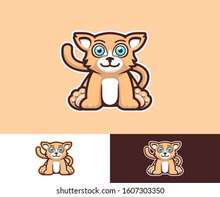 Lion cub cartoon logo, modern design. cartoon animal logo. vector illustration. mascot character design