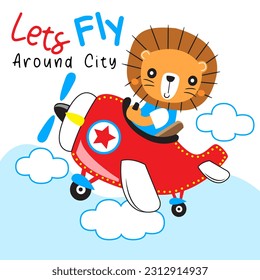 a lion cub driving an airplane
