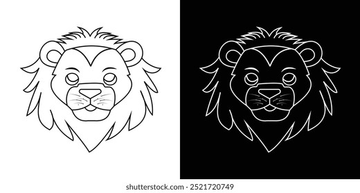 Lion cub head line icon, Lion head vector, icon, silhouette, lion head mascot, tattoo. Lion cub Head or face design for  Logo, website, app. Vector Template Illustration Design. Vector illustration.