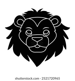 Lion cub head silhouette, icon, Lion head vector, icon, lion head mascot, tattoo. Lion cub Head or face design for  Logo, website, app. Vector Template Illustration Design. Vector illustration.