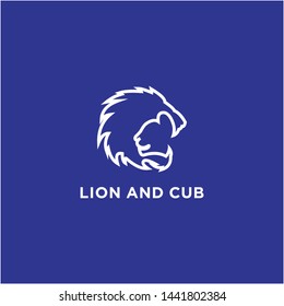 lion and cub logo vektor