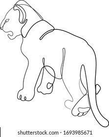 Lion cub one line drawing continuous line vector