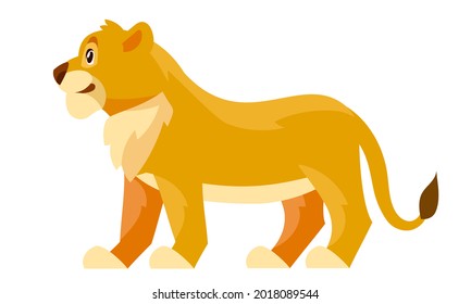 Lion cub side view. African animal in cartoon style.