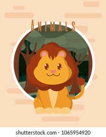 Lion cute animal card