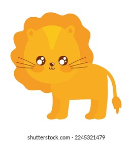 lion cute animal icon isolated