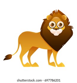 Lion cute cartoon character isolated on white background. Vector illustration