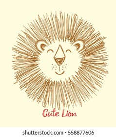 lion. cute cartoon illustration character. tee print design