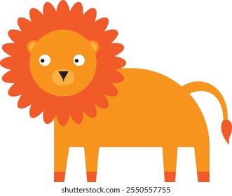 Lion cute flat vector illustration. Element for children's book, nursery, fabrics, wallpaper and other purpose