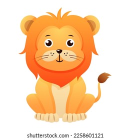 Lion . Cute isolated cartoon vector .