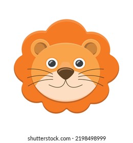 Lion Cute portrait, isolated vector icon illustrations on white background. Flat simple hand drawn for app, UI, kids poster, t-shirts, baby clothes